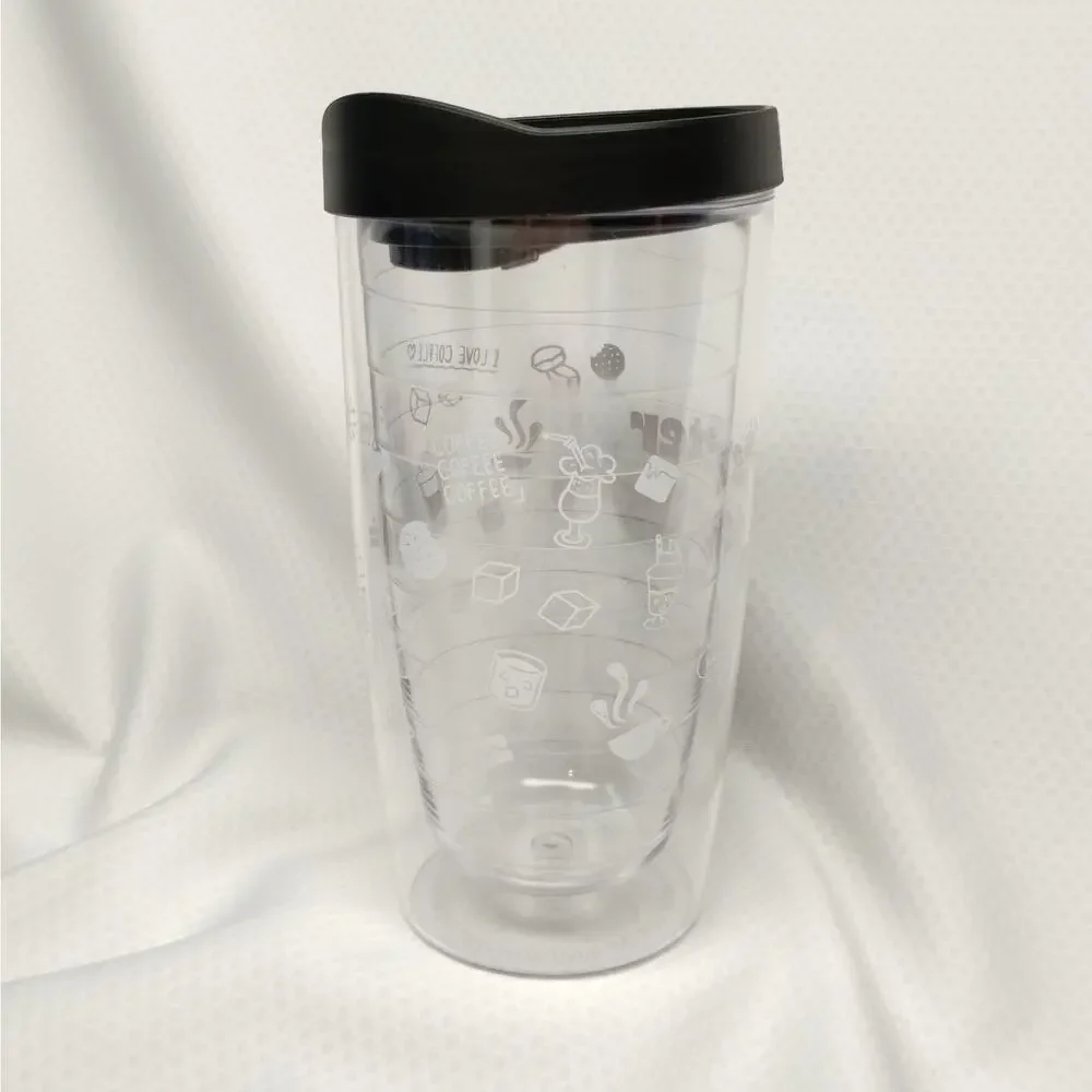 Javvy Better Coffee Club Tumbler 16oz Clear Black Lid Double Wall Iced Drink Cup